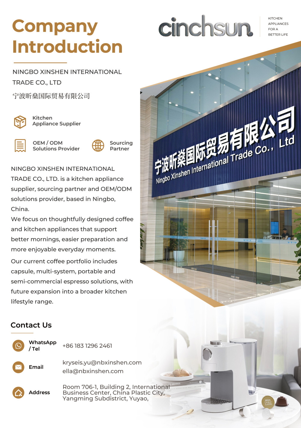 CinchSun A5 flyer coffee machine product design